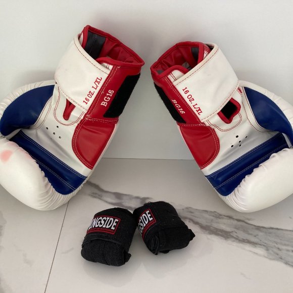 Ringside Accessories New Year Ringside Boxing Gloves Bg6 16 Oz Lxl With Wraps Red White And